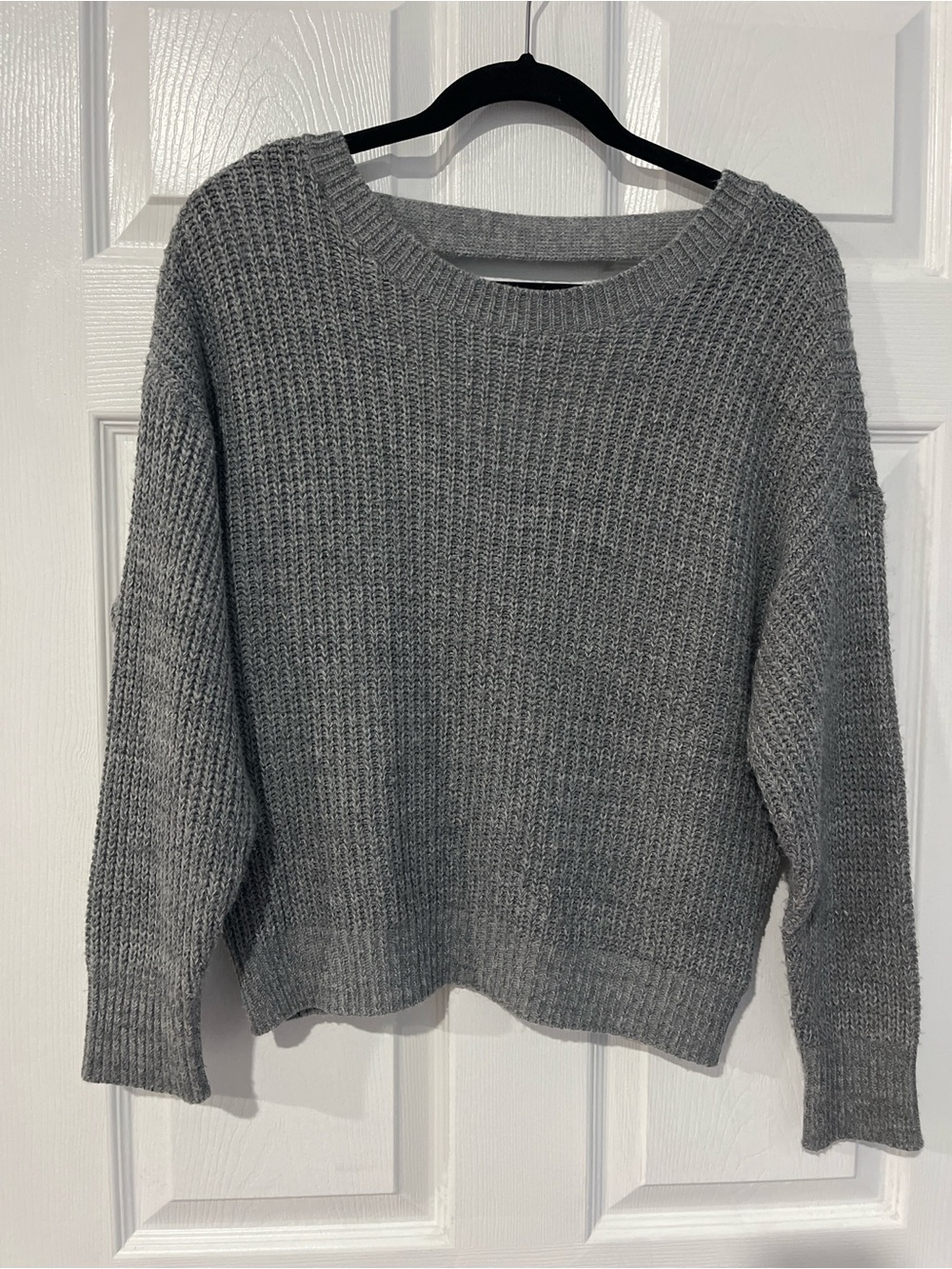 Express Gray Chunky Knit Crewneck Sweater